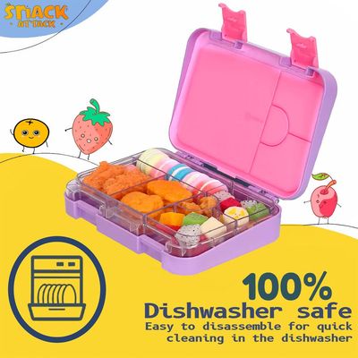 Snack Attack TM Bento Lunch Box for kids Lilac Purple Ballerina Color for Kids| 4/6 Convertible Compartments BPA FREE LEAKPROOF Dishwasher Safe Back to School Season for children Boys Girls Toddlers