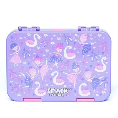 Snack Attack TM Bento Lunch Box for kids Lilac Purple Ballerina Color for Kids| 4/6 Convertible Compartments BPA FREE LEAKPROOF Dishwasher Safe Back to School Season for children Boys Girls Toddlers