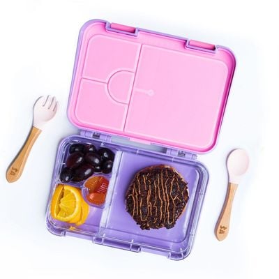 Snack Attack TM Bento Lunch Box for kids Lilac Purple Ballerina Color for Kids| 4/6 Convertible Compartments BPA FREE LEAKPROOF Dishwasher Safe Back to School Season for children Boys Girls Toddlers