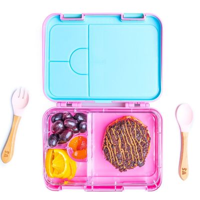 Snack Attack TM Bento Lunch Box for kids Cupcake Pink Color for Kids| 4or6 Convertible Compartments BPA FREE LEAKPROOF Dishwasher Safe Back to School Season for children Boys Girls Toddlers