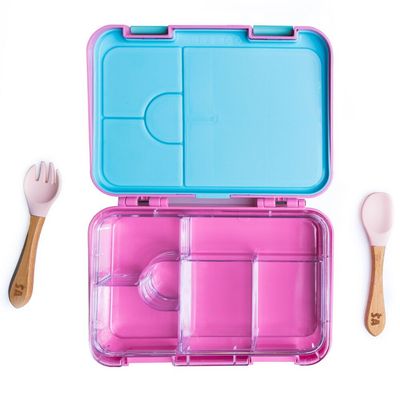 Snack Attack TM Bento Lunch Box for kids Cupcake Pink Color for Kids| 4or6 Convertible Compartments BPA FREE LEAKPROOF Dishwasher Safe Back to School Season for children Boys Girls Toddlers