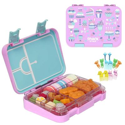 Snack Attack TM Bento Lunch Box for kids Cupcake Pink Color for Kids| 4or6 Convertible Compartments BPA FREE LEAKPROOF Dishwasher Safe Back to School Season for children Boys Girls Toddlers