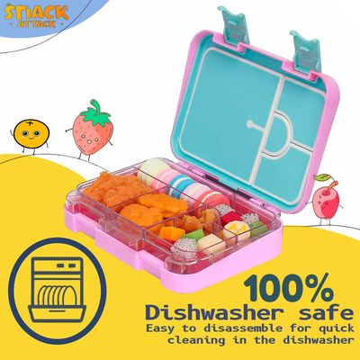 Snack Attack TM Bento Lunch Box for kids Cupcake Pink Color for Kids| 4or6 Convertible Compartments BPA FREE LEAKPROOF Dishwasher Safe Back to School Season for children Boys Girls Toddlers