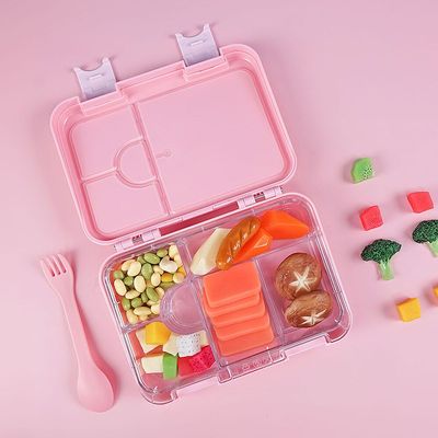 Snack Attack TM Bento Lunch Box for kids Pink Unicorn Color for Kids| 4or6 Convertible Compartments BPA FREE LEAKPROOF Dishwasher Safe Back to School Season for children Boys Girls Toddlers
