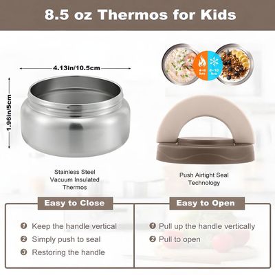 Snack Attack Bento Lunch Box for Kids school with 9.7oz Soup thermos, Leak-proof Lunch Containers with 5 Compartment, thermos Food Jar, Food Containers for School Khaaki Construction color