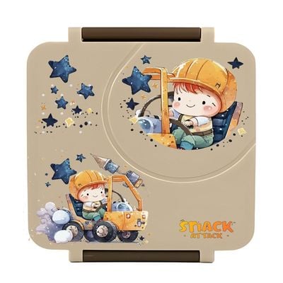 Snack Attack Bento Lunch Box for Kids school with 9.7oz Soup thermos, Leak-proof Lunch Containers with 5 Compartment, thermos Food Jar, Food Containers for School Khaaki Construction color