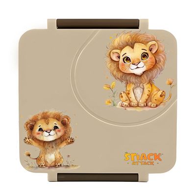 Snack Attack Bento Lunch Box for Kids school with 9.7oz Soup thermos, Leak-proof Lunch Containers with 5 Compartment, thermos Food Jar, Food Containers for School Khaaki Lion color