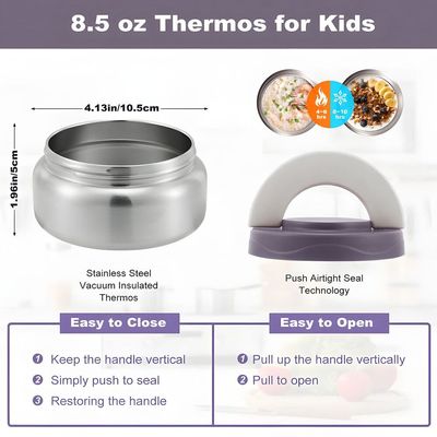 Snack Attack Bento Lunch Box for Kids school with 9.7oz Soup thermos, Leak-proof Lunch Containers with 5 Compartment, thermos Food Jar, Food Containers for School Gray Honey Bee color