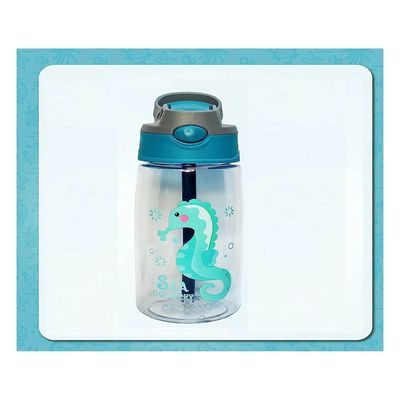 Kids Water Bottle with Straw, BPA Free, Rotating Design, Great for Toddlers and Preschoolers (Sea Horse)