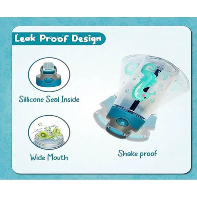 Kids Water Bottle with Straw, BPA Free, Rotating Design, Great for Toddlers and Preschoolers (Sea Horse)