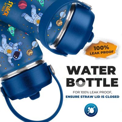 SA Kids Water Bottle for School Insulated water bottle with Straw Lid, Kids water bottle stainless steel, Double Wall, Baby water bottle, Steel water bottle (Blue Astro)