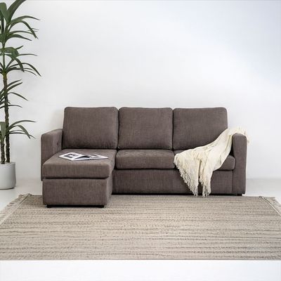 Lara 3-Seater Fabric Left & Right Reversible Corner Sofa - Brown - With 2-Year Warranty