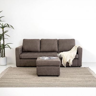 Lara 3-Seater Fabric Left & Right Reversible Corner Sofa - Brown - With 2-Year Warranty