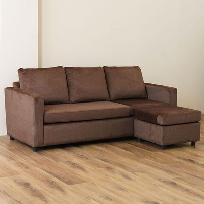 Lara 3-Seater Fabric Left & Right Reversible Corner Sofa - Brown - With 2-Year Warranty