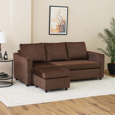 Lara 3-Seater Fabric Left & Right Reversible Corner Sofa - Brown - With 2-Year Warranty