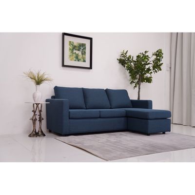 Lara 3-Seater  Fabric Left & Right Reversible Fabric Corner Sofa - Blue - With 2-Year Warranty