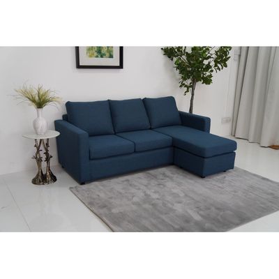 Lara 3-Seater  Fabric Left & Right Reversible Fabric Corner Sofa - Blue - With 2-Year Warranty