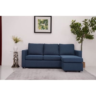 Lara 3-Seater  Fabric Left & Right Reversible Fabric Corner Sofa - Blue - With 2-Year Warranty