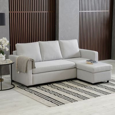 Lara 3-seater Fabric Left and Right Reversible Corner Sofa - Grey - With 2-Year Warranty