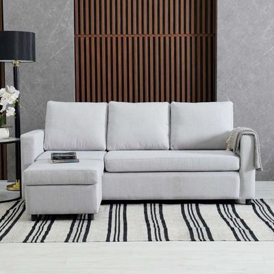 Lara 3-seater Fabric Left and Right Reversible Corner Sofa - Grey - With 2-Year Warranty