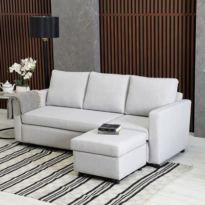 Lara 3-seater Fabric Left and Right Reversible Corner Sofa - Grey - With 2-Year Warranty