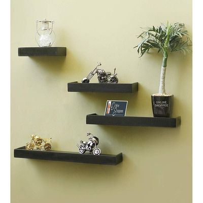 Wooden Rectangular Floating Wall Shelves set of 4