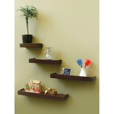 Wooden Rectangular Floating Wall Shelves set of 4