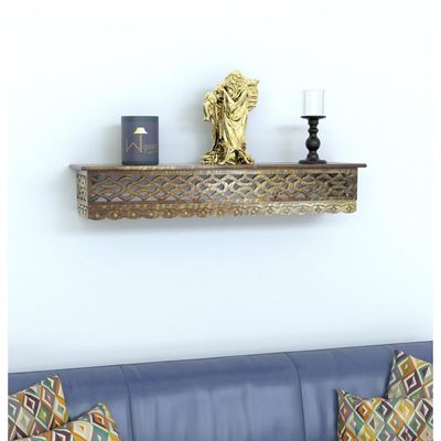 Wooden Fancy Hand Carved Wall Shelf with Jali Work - Decorative Indian Wall Art