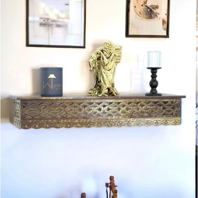 Wooden Fancy Hand Carved Wall Shelf with Jali Work - Decorative Indian Wall Art