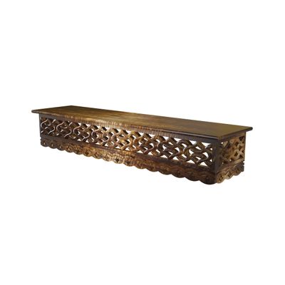 Wooden Fancy Hand Carved Wall Shelf with Jali Work - Decorative Indian Wall Art