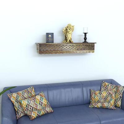 Wooden Fancy Hand Carved Wall Shelf with Jali Work - Decorative Indian Wall Art