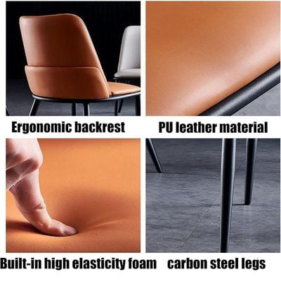 Maple Home Modern Dining Chair Artificial Leather Accent Armless Ordinary Comfortable Backrest Metal Legs Upholstered Kitchen Dining Restaurant Furniture.