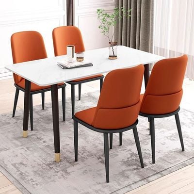 Maple Home Modern Dining Chair Artificial Leather Accent Armless Ordinary Comfortable Backrest Metal Legs Upholstered Kitchen Dining Restaurant Furniture.