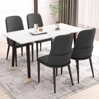 Maple Home Modern Dining Chair Artificial Leather Accent Armless Ordinary Comfortable Backrest Metal Legs Upholstered Kitchen Dining Restaurant Furniture.