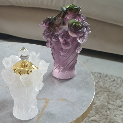 Crystal Bakhoor Incense Burner White Rose 10 CM