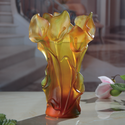 Crystal Bakhoor Incense Burner Orange Callalily 20 CM