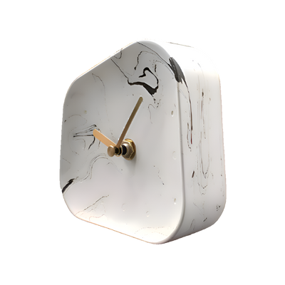 Abstruse Marble Table Clock Ink White