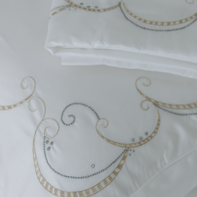 Duvet Cover Sets Filigree Swirl - Cotton Sateen 500-Thread-Count With Embroidery Super King Size 240 x 270 cm
