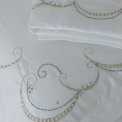 Duvet Cover Sets Filigree Swirl - Cotton Sateen 500-Thread-Count With Embroidery Queen Size 224 x 224 cm