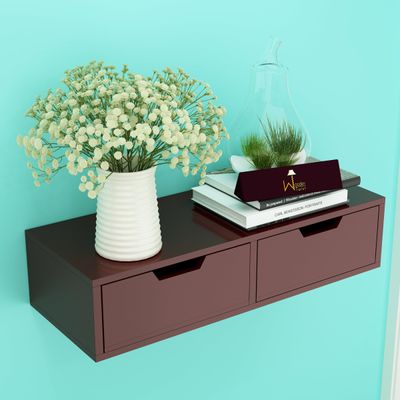 Wooden Twist Engineered Wood Wall Shelf with Drawer