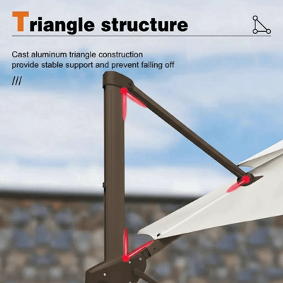 Sunshade Aluminium Garden Water Base Round Umbrella with Rotating Handle Stylish Outdoor and UV-Resistant Canopy (White) 3 x 3 Meter