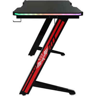 Gaming Desk Table With RGB light, Computer Desk, Cup Holder and Headphone Hook Gamer Workstation Game Table - ZS2