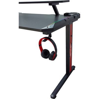 Gaming Desk Table With RGB light, Computer Desk, Cup Holder and Headphone Hook Gamer Workstation Game Table - TD2