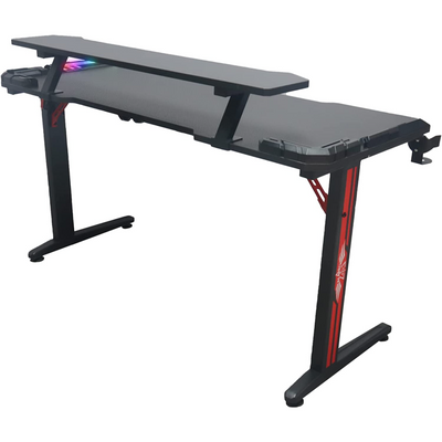 Gaming Desk Table With RGB light, Computer Desk, Cup Holder and Headphone Hook Gamer Workstation Game Table - TD2