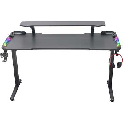 Gaming Desk Table With RGB light, Computer Desk, Cup Holder and Headphone Hook Gamer Workstation Game Table - TD2