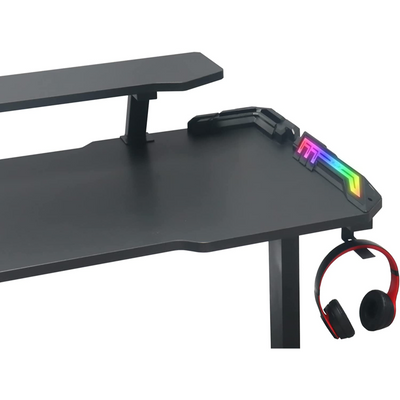 Gaming Desk Table With RGB light, Computer Desk, Cup Holder and Headphone Hook Gamer Workstation Game Table - TD2