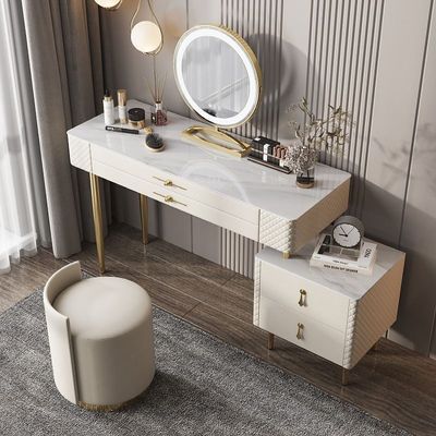 Vanity Table Elegant Dressing Table with Chair and Mirror - White