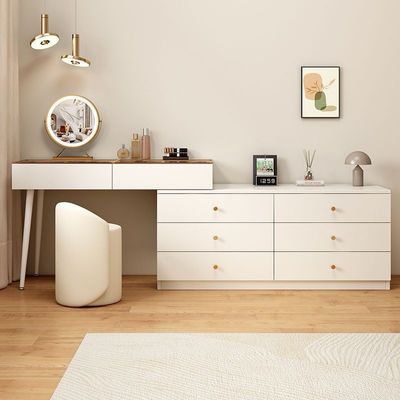 Dressing Table Makeup Vanity Table  Large Bedroom Dressing  Storage Drawers Cabinet Mirror and Stool - white