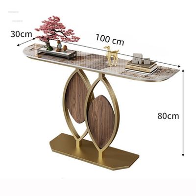 Catchy Console Table, Gold Metal Frame with Marble Top, 100W * 80H * 30D cm