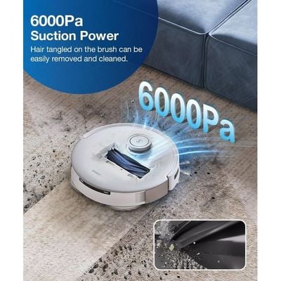 ECOVACS T20 Omni Robot Vacuum Cleaner (Auto Clean+Auto Empty) Deep Sweeping and Mopping, 6000PA Strongest Suction, Auto-Lift Mopping, 55℃ Hot Water Mop Washing and OZMO Turbo 2.0 Technology